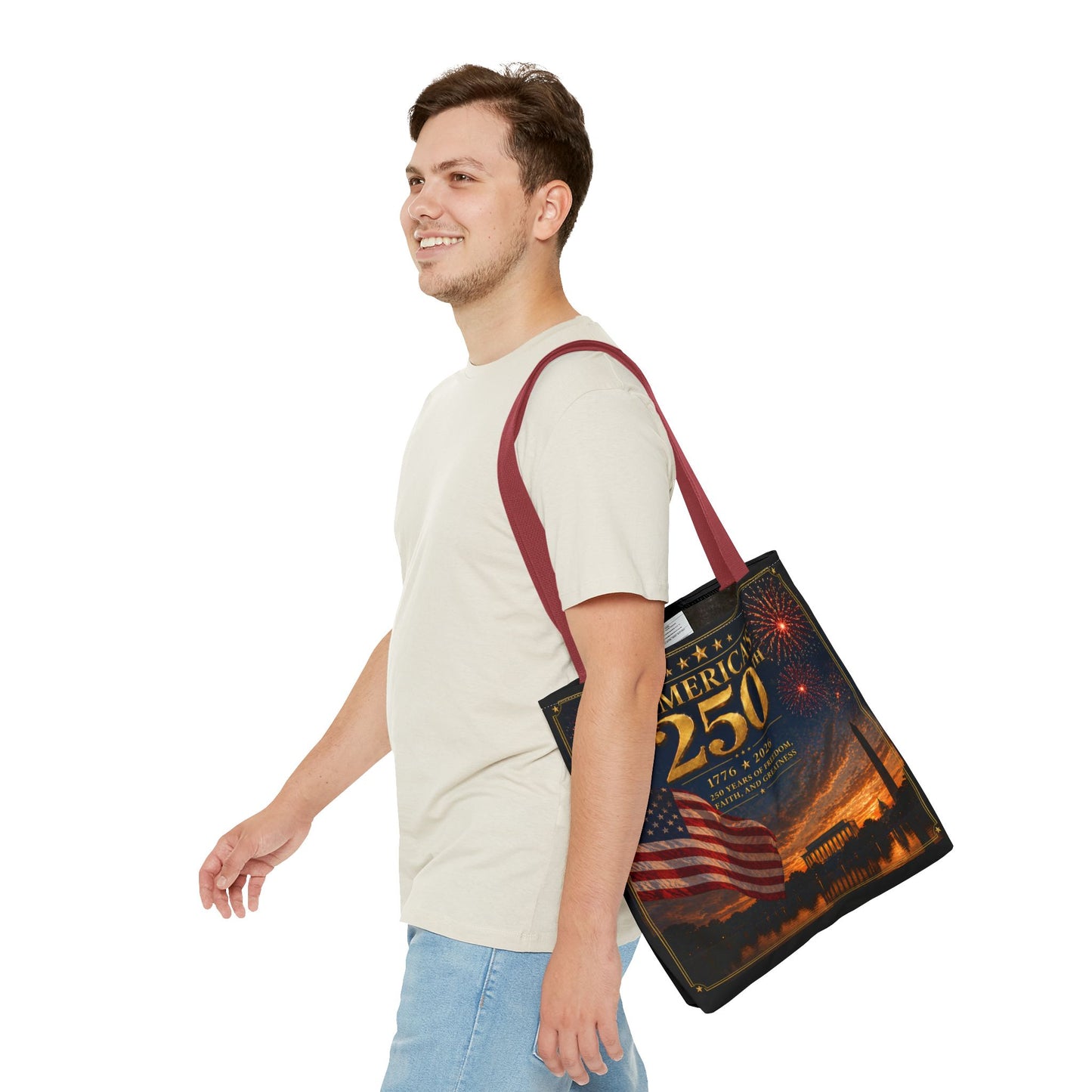 America's 250th Anniversary Tote Bag | 1776-2026 Patriotic Flag Fireworks