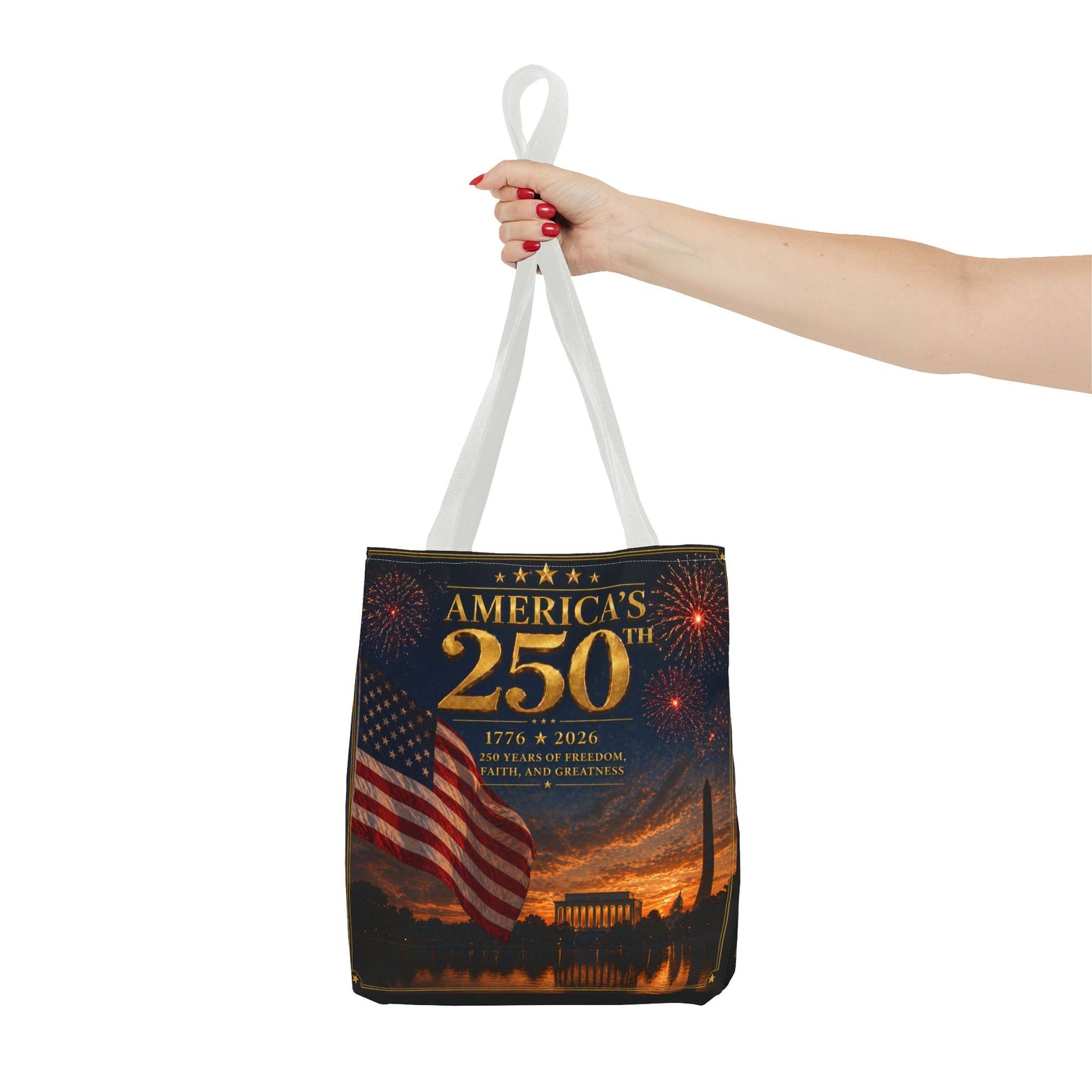 America's 250th Anniversary Tote Bag | 1776-2026 Patriotic Flag Fireworks