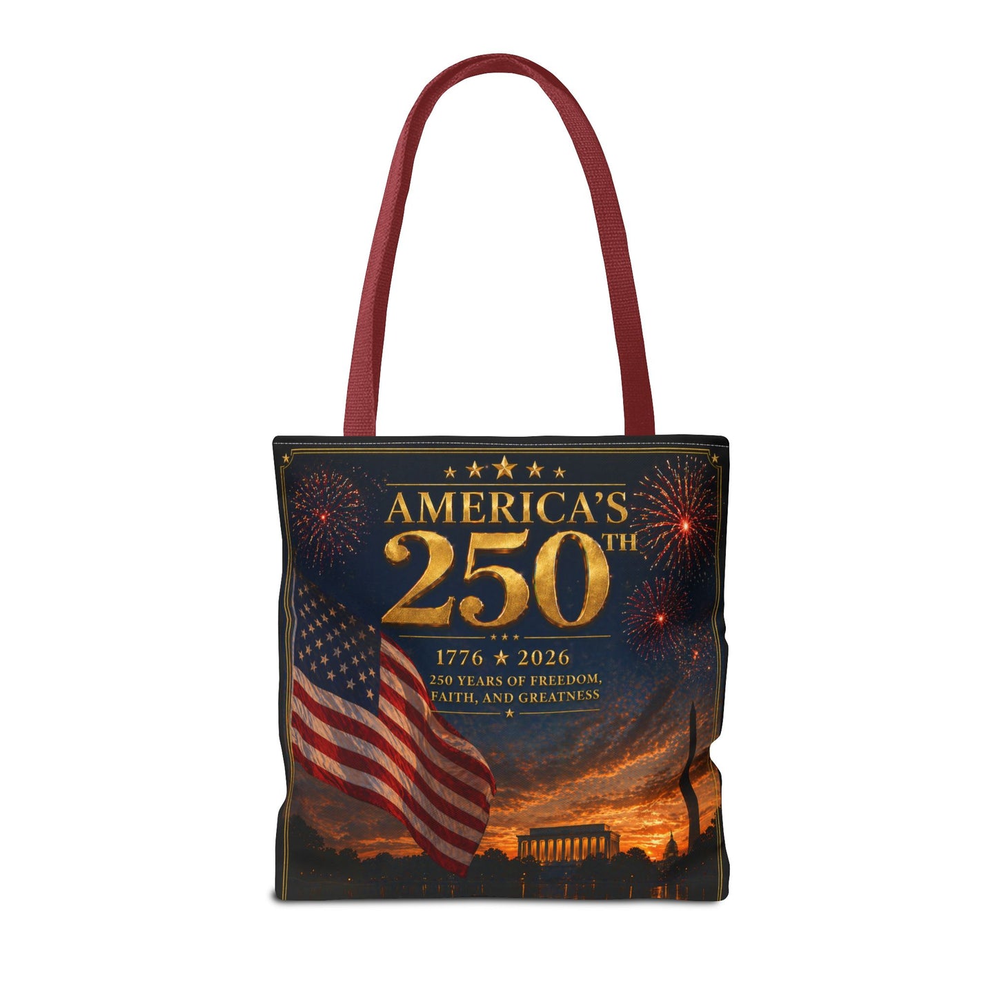 America's 250th Anniversary Tote Bag | 1776-2026 Patriotic Flag Fireworks