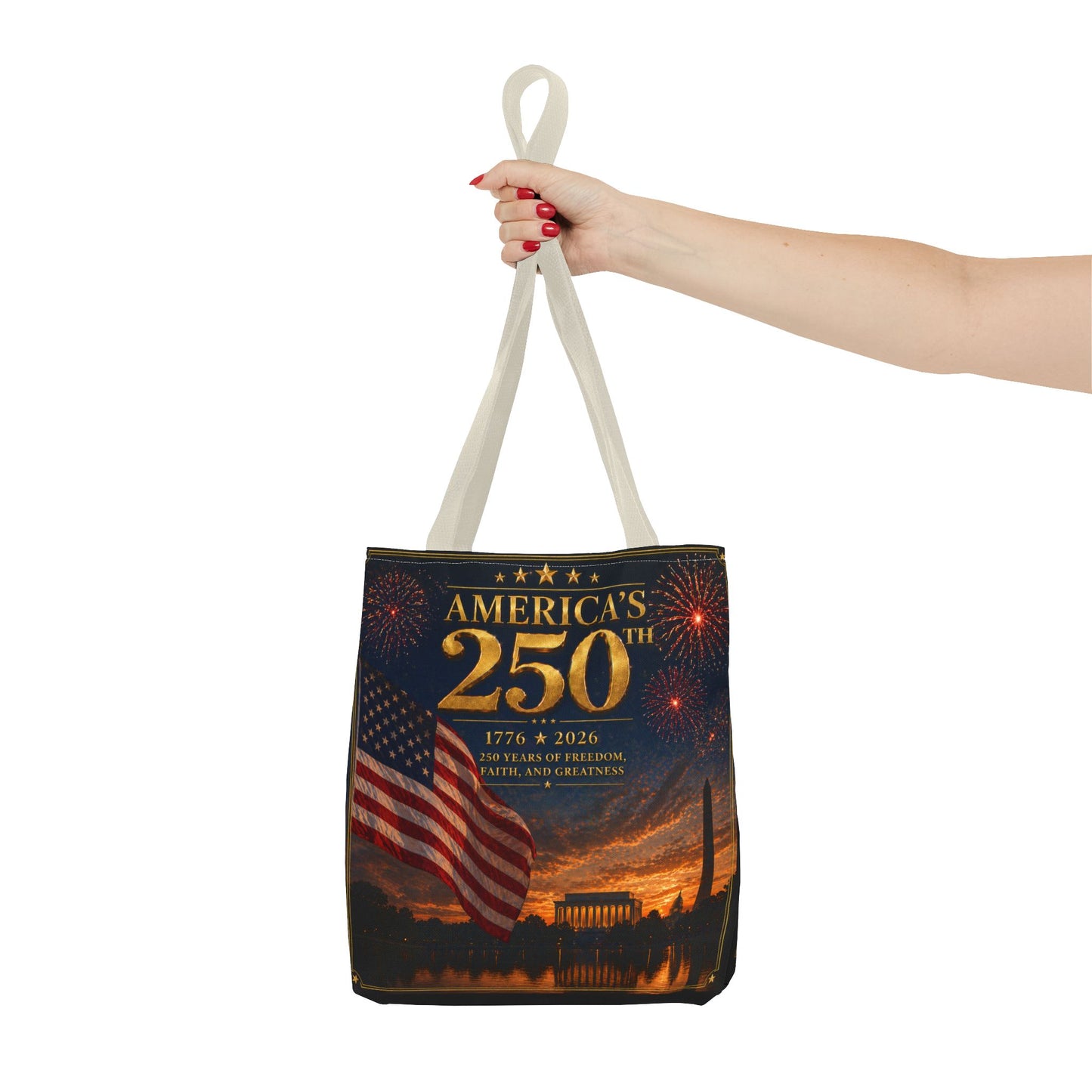 America's 250th Anniversary Tote Bag | 1776-2026 Patriotic Flag Fireworks