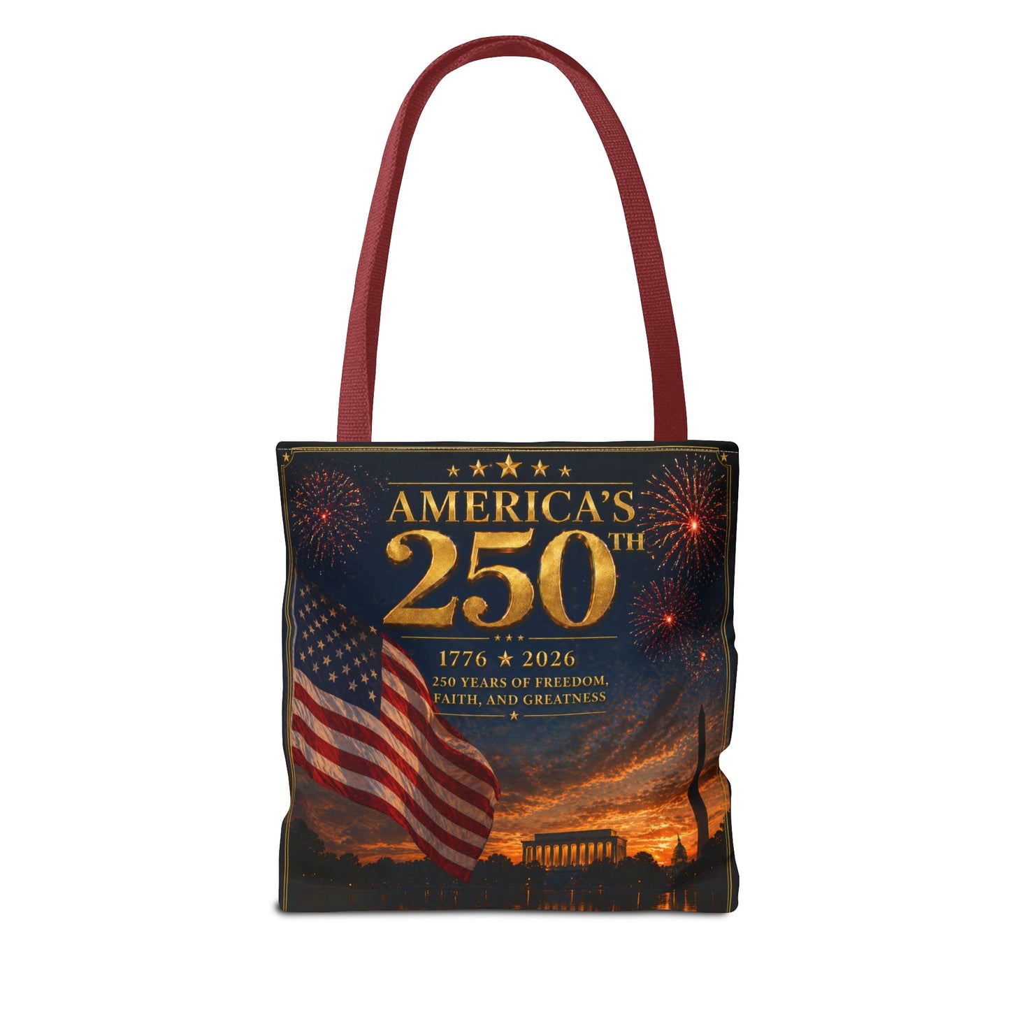 America's 250th Anniversary Tote Bag | 1776-2026 Patriotic Flag Fireworks