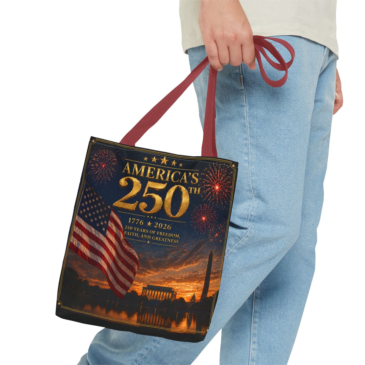 America's 250th Anniversary Tote Bag | 1776-2026 Patriotic Flag Fireworks