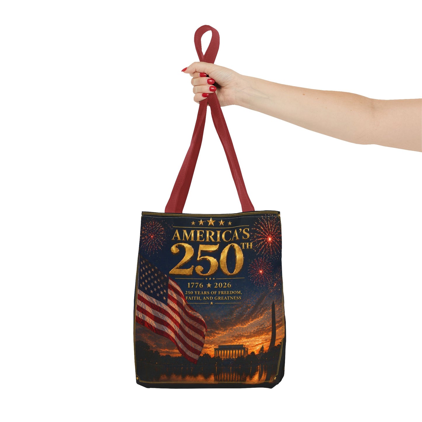 America's 250th Anniversary Tote Bag | 1776-2026 Patriotic Flag Fireworks