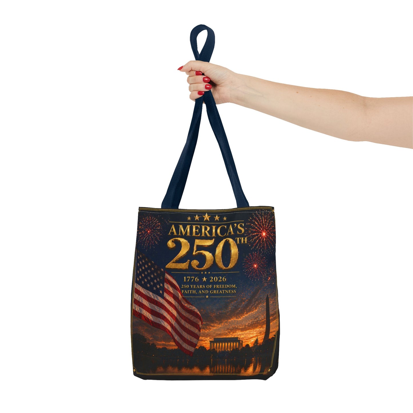 America's 250th Anniversary Tote Bag | 1776-2026 Patriotic Flag Fireworks