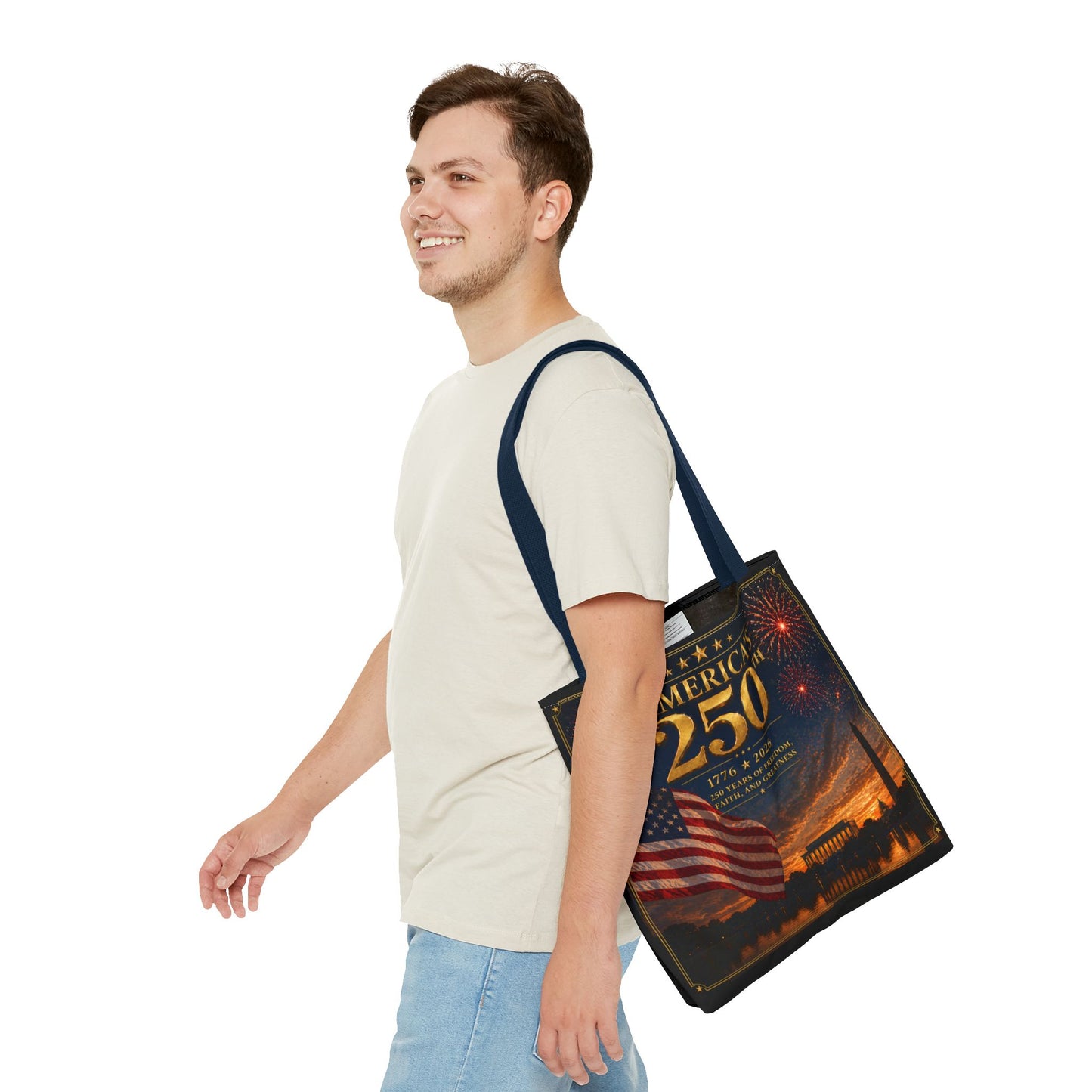 America's 250th Anniversary Tote Bag | 1776-2026 Patriotic Flag Fireworks
