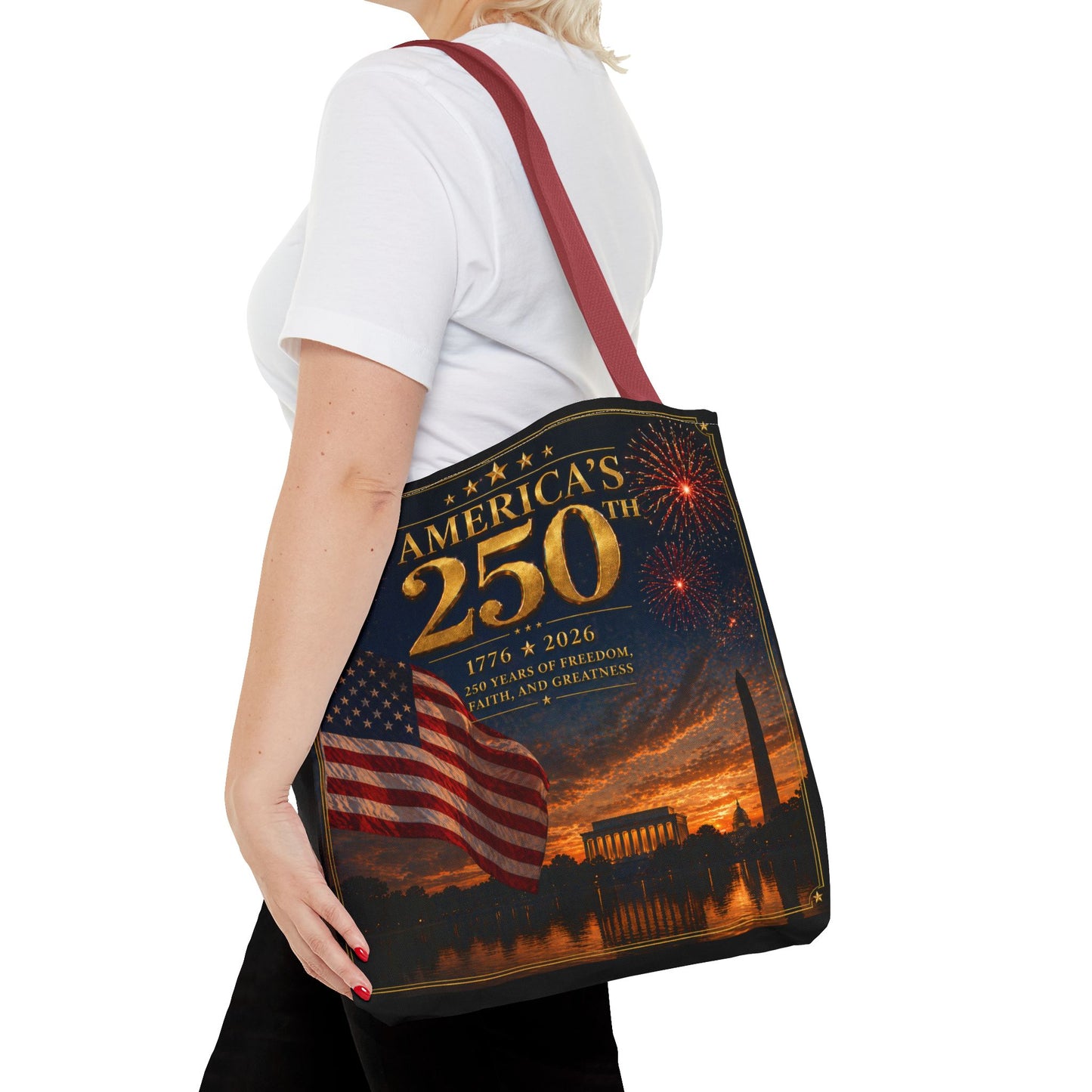 America's 250th Anniversary Tote Bag | 1776-2026 Patriotic Flag Fireworks
