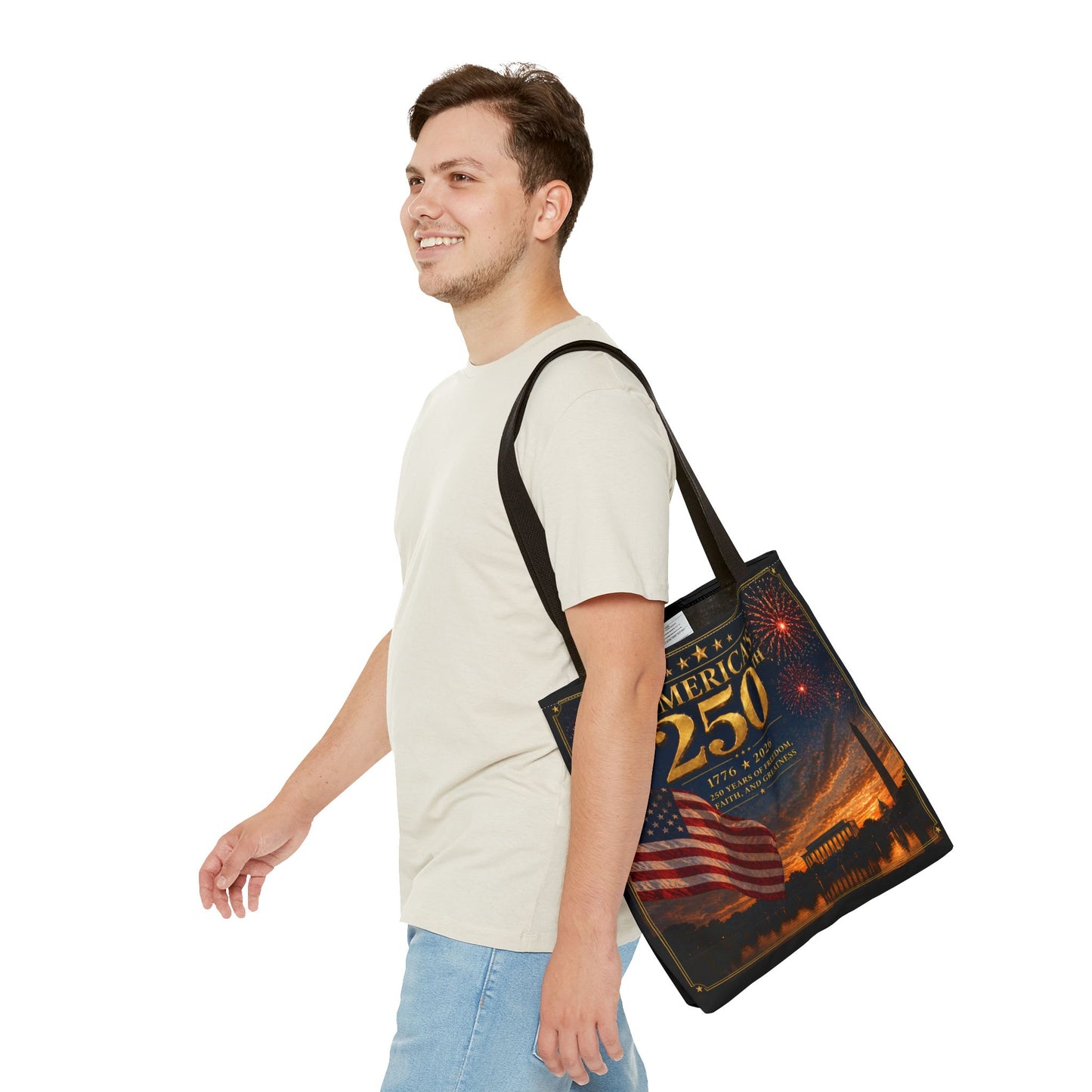 America's 250th Anniversary Tote Bag | 1776-2026 Patriotic Flag Fireworks