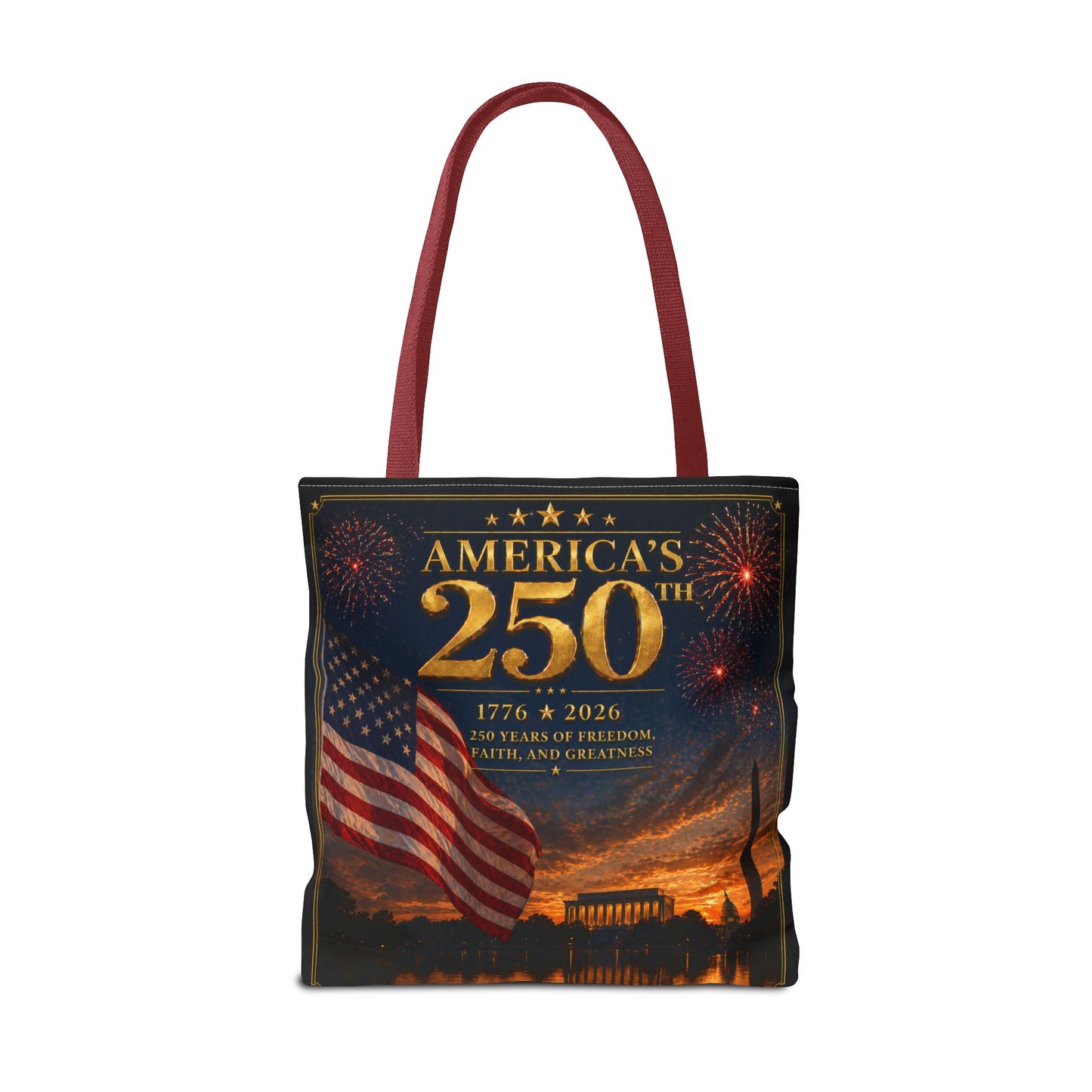 America's 250th Anniversary Tote Bag | 1776-2026 Patriotic Flag Fireworks